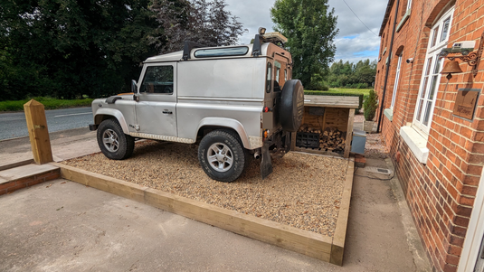 raised gravel driveway idea with sleepers